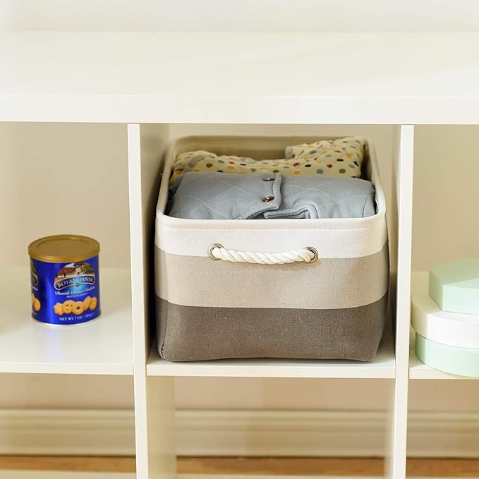 TcaFmac Storage Basket for Organizing - Large 4 Pack 16x12x8 inch Fabric Storage Bins for Shelves, Collapsible Storage Cubes for Closet Cloth Toy Gift Kids (Gradient Gray)