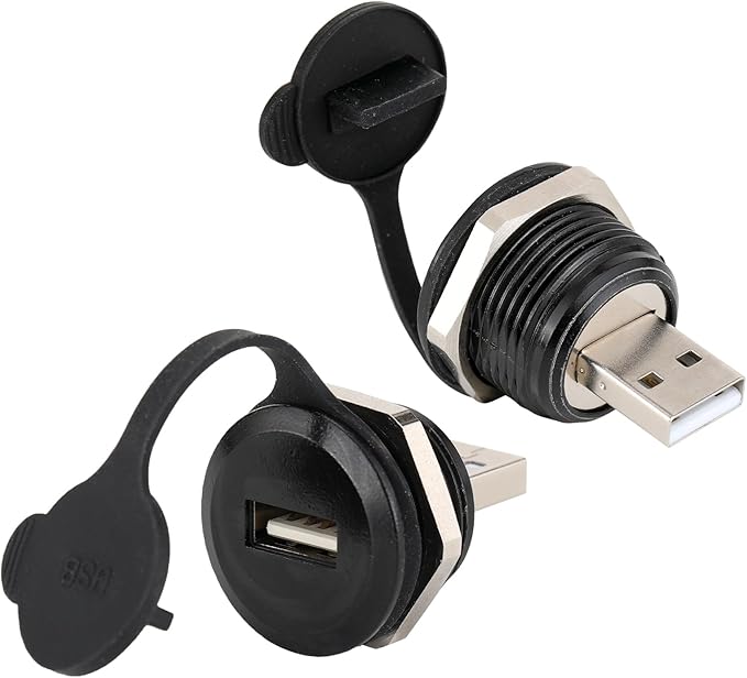 PENGLIN 2PCS USB2.0 Male to Female Panel Mount Connector, USB 2.0 Plug to Socket Pass Through Connector Converter High-Speed Data Transfer