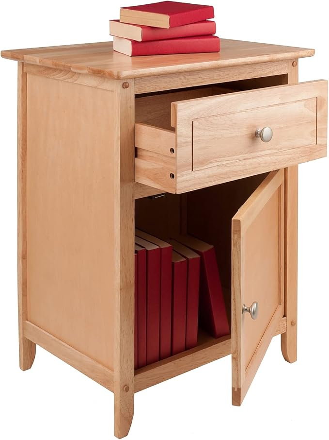 Winsome 25 x 18.9 x 14.96-Inch Composite Wood End/Night Table with Satine Nickel Knob, Natural (81115)