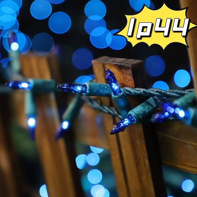 LAMPHOME Super-Bright Extendable Blue Christmas Lights Decoration 150Lights 31.9ft UL Certified Mini Bulb String Lights Set for Outdoor Christmas Tree Garden Holiday Party Patio Wedding Garland Decor
