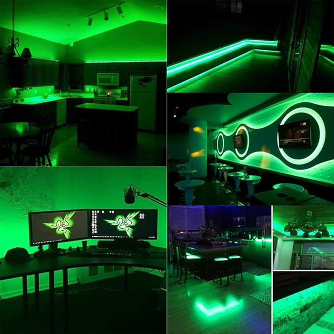 TOPAI 12V COB LED Strip Light Green Waterproof IP65 Super Bright 16.4ft Boat LED Lights Dotless 480LED/M Cuttable Flexible for Pontoon, Yacht, Kayak, Home Lighting Projects
