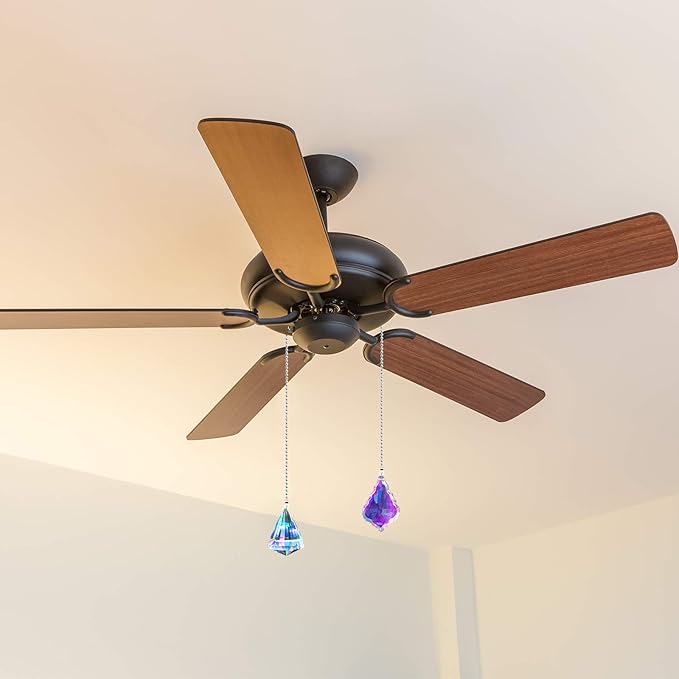 4 Pieces Crystal Ceiling Fan Pull Chain Decorative Rainbow Pull Chain Extension 20 Inch Ceiling Ornament with Ball Connector(Longan, Round, Polygon, Quadrilateral)