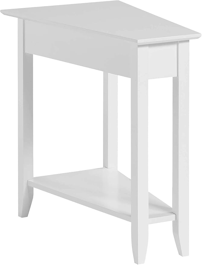 Convenience Concepts American Heritage Wedge End Table 24" - Classic Living Room Table with Storage Shelf,Side Table for Family Room, Bedside Table, White