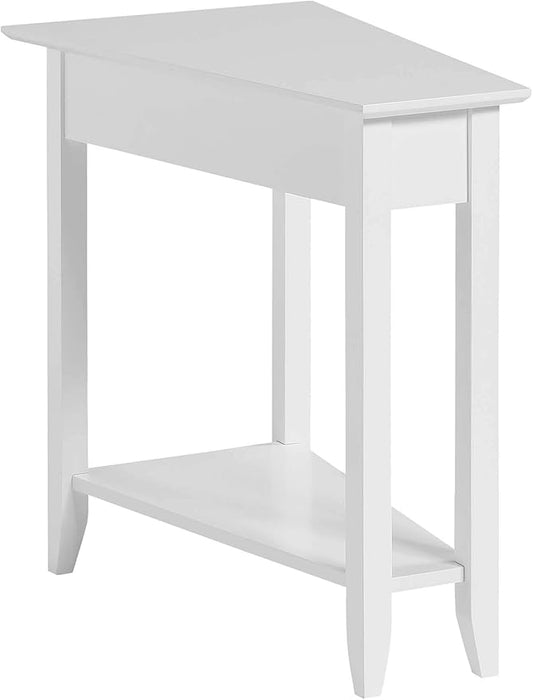 Convenience Concepts American Heritage Wedge End Table 24" - Classic Living Room Table with Storage Shelf,Side Table for Family Room, Bedside Table, White