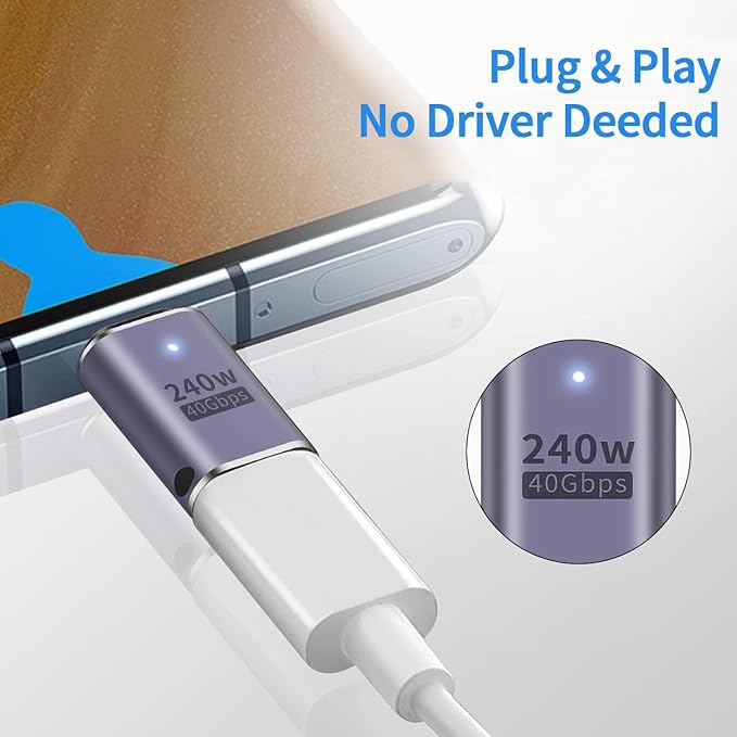 2 Pack USB C Extender Adapter 40Gbps, USB 4 & Thunderbolt 4 Male to Female Extension Adapter, PD 3.1 240W Fast Charging, 8K@60Hz Video, Type-C Connector for MacBook Pro