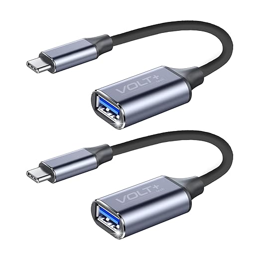 OTG USB-C to USB 3.0 Adapter [2Pack] Thunderbolt 3 Compatible with Apple MacBook Pro/Air iPhone 16 Pro Max/Plus/15 Samsung Galaxy S24/S23/S22/S21 (Black)