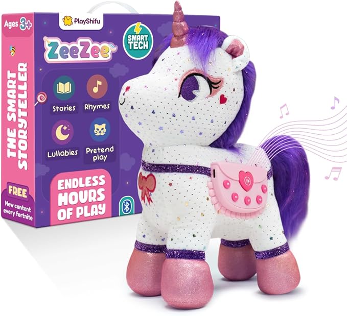 PlayShifu Smart Talking Plush Toy for Kids – ZeeZee Unicorn Doll | Interactive Singing & Storytelling Soft Toy | Bluetooth Play | Gift for Girls & Boys Ages 3–6 | Unicorn Gifts