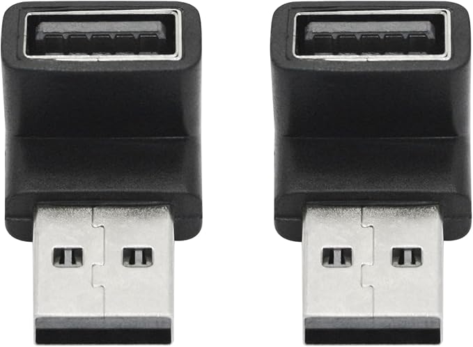 2Pcs Right Angle USB 3.2 Male to Female Adapter 10Gbps, 90 Degree USB Type A 3.1 Data Transfer Extender Connector Support 3A Fast Charging, for Computer, Laptop, Mouse, Keyboard etc - (Down Angle)