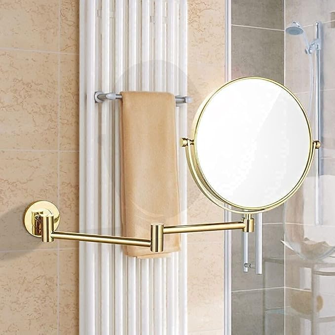 Vanity Mirror, Wall Mounted Makeup Mirror with 10X Magnification, 8 Inch Double Sided Vanity Magnifying Mirror, Cosmetic Mirror Shaving Mirror for Bathroom Gold