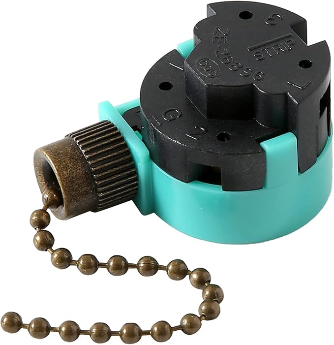 Ceiling Fan Switch ZE-268S6 3 Speed 4 Wire Bronze Zing Ear For Ceiling Light Fans Lamps and Wall Lights Pull Chain Switch Replacement On-Off with Pull Chain,1 Pack