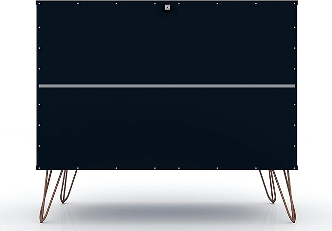 Manhattan Comfort Rockefeller 3 Drawer Dresser for Bedroom Storage, Nursery, Closet, Living Room, Entryway, TV Stand for Screens up to 32 Inches, Anti-Tip Kit Included, Set of 2, Midnight Blue