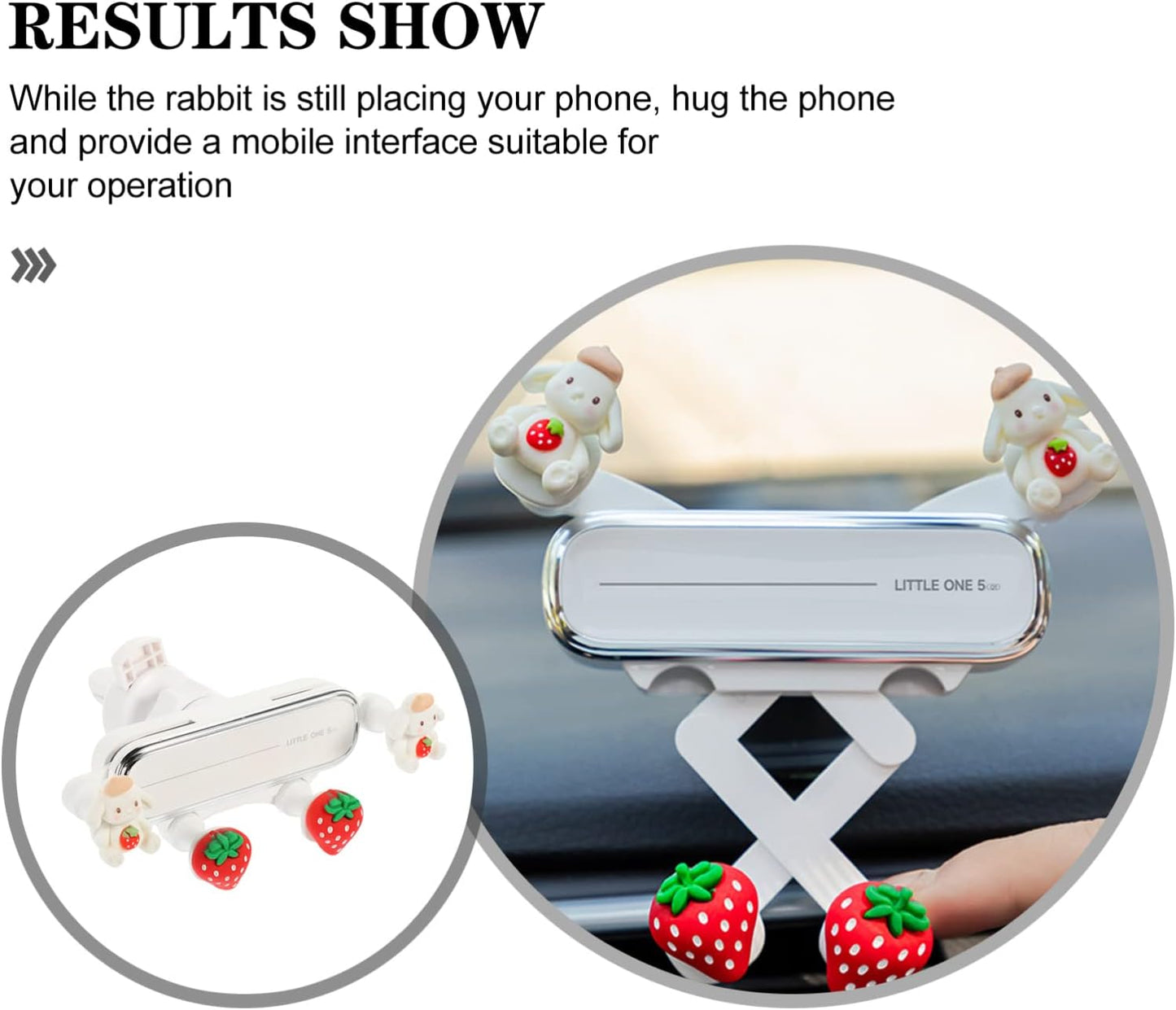 EXCEART Zodiac Rabbit Car Phone Holder, Cute Bunny Air Vent Phone Mount, Mobile Phone Support for Car Accessories