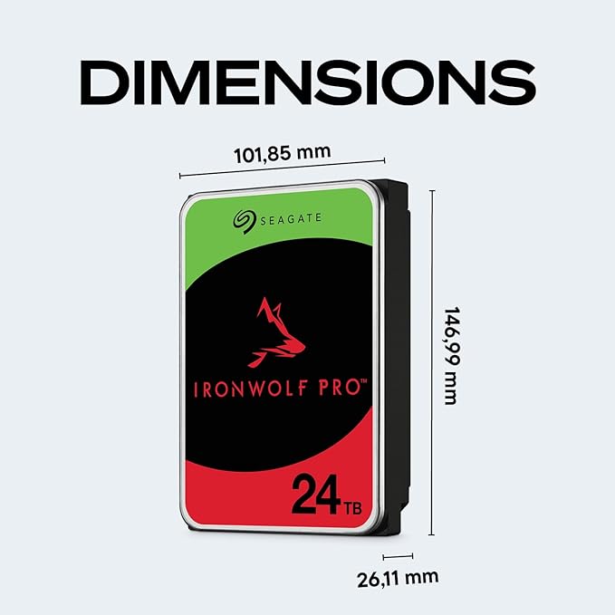 Seagate IronWolf Pro 24TB Enterprise NAS Internal HDD Hard Drive – CMR 3.5 Inch SATA 6Gb/s 7200 RPM 512MB Cache for RAID Network Attached Storage, Rescue Services (ST24000NT002)
