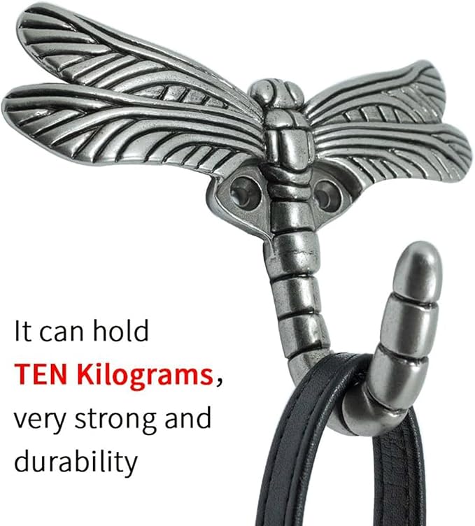 Dragonfly Hooks Wall Mounted Cloak Rack, Animal Heavy Duty Vintage Decorative Hooks, Indoor Outdoor Universal Cloak Rack Hooks for Coat Towel Robe Clothes Hats Bags Keys, Pack of 4