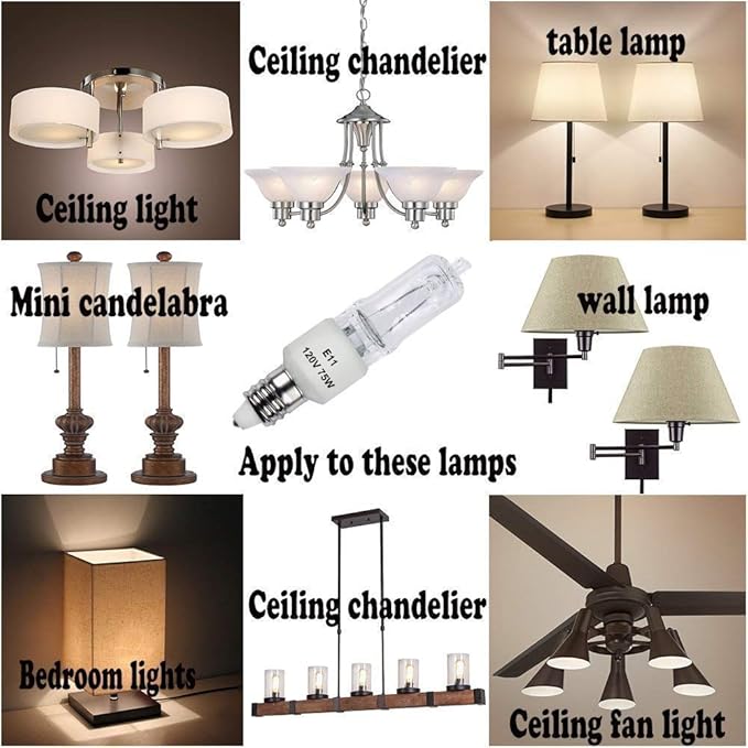 VINACO E11 Bulb, JDE11 120V 75W Halogen Light Bulbs, T4 Mini Candelabra Base, High Output 1150lm, Warm White 2700K, Dimmable, 4-Pack for Ceiling Fan Light Bulbs