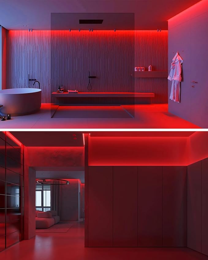 Aclorol Led COB Light Strip 32.8ft Red Led Strip Lights 24V Flexible Led Strip Lighting Led Tape for Bedroom Cabinet Other DIY Lighting 320Leds/m 10M(Power Supply&LED Dimmer Not Included)