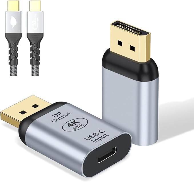 USB C to DisplayPort Adapter with USB Video Cable, 4K@60Hz Uni-Directional USB C Female to DP Male Adapter, Thunderbolt 4/3 to DP Converter Compatible with i-/Phone 17, Galaxy, MacBok Pro- 1 Pack