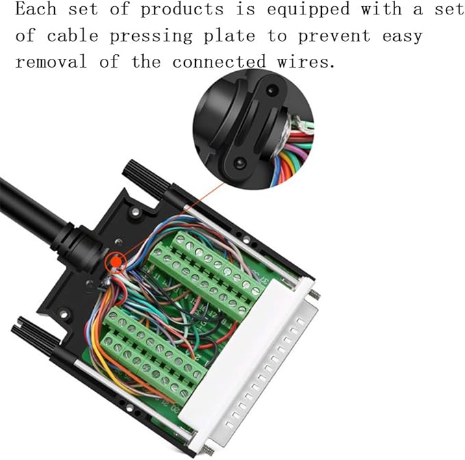 Thinner DB37 Solderless RS232 D-SUB Serial to 37-pin Port Terminal Female Adapter Connector Breakout Board with Case Long Bolts Tail Pipe