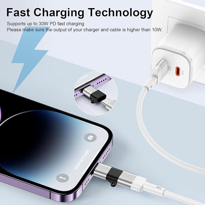 4 Pack [Apple MFi Certified] USB C to Lightning Adapter for iPhone 14 13 12 11 X XR XS SE 8 7 6 5 AirPods, Lightning to USB Type C Adapter Cable Adaptor PD Fast Charging & Data Sync, NOT for Audio/OTG