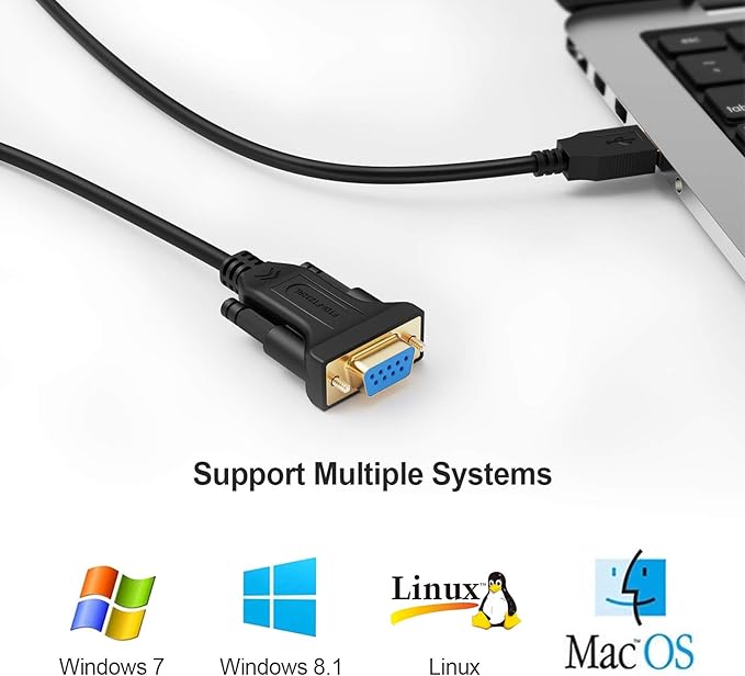 CableCreation USB to RS232 Serial Adapter (FTDI Chipset), USB to RS232 Gold Plated DB9 Serial Converter Cable for Windows 11, 10, 8.1, 8, 7, Vista, XP, 2000, Linux and Mac OS X, macOS, 3.3 Feet/1M