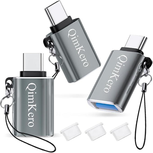 USB C to USB Adapter 3-Pack，USB C Male to USB 3.0 Female Adapter, Type C Thunderbolt 4 OTG Converter, Converter for iPhone 15 Max,MacBook Pro Air,Mac,iPad,Microsoft Surface Go,Samsung S24 S23