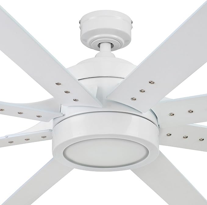 Honeywell Ceiling Fans Xerxes Modern 62 Inch Ceiling Fan with Light, Remote Control Fan, LED Indoor Fan with 8 Blades, White and Gray Wash Blade Finish Options, White (51628-01)
