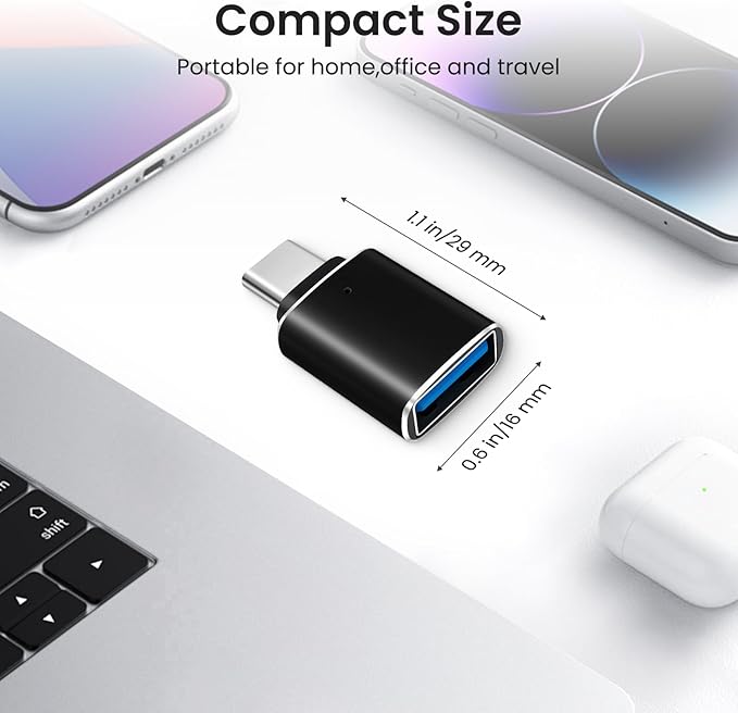 USB-C to USB-A Adapter (2-Pack), USB C Male to USB 3.0 Female Adapter Charging High-Speed Data Transfer and OTG Compatible with Phone/Tablet/Laptop and More - Black