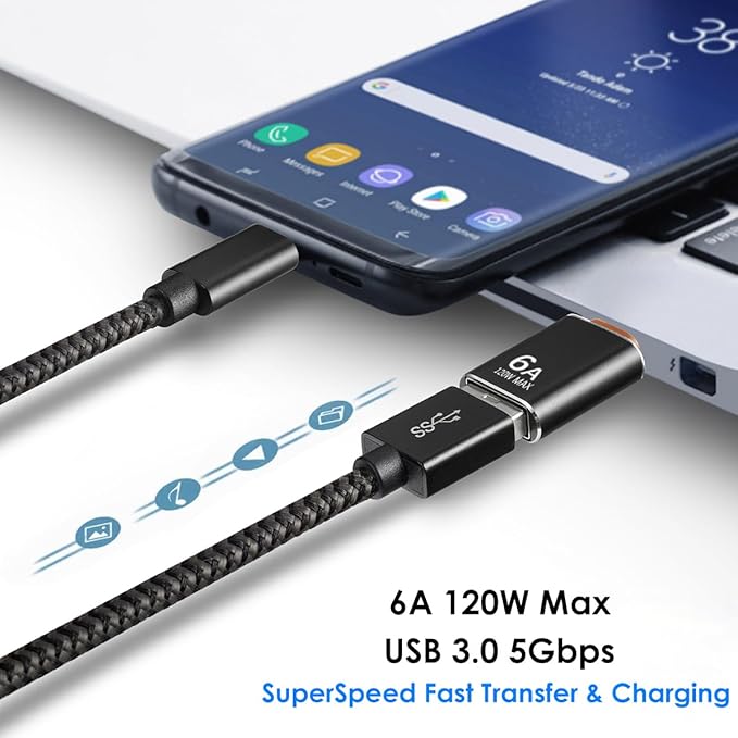 USB to USB C Adapter 4 Pack, USB A 3.0 Female to USB C Male OTG Adapter x2, Type C Female to USB Male Adapter x2, Compatible with MacBook, iPhone 17/16/15, iPad, Samsung Galaxy, Tablets, Laptops