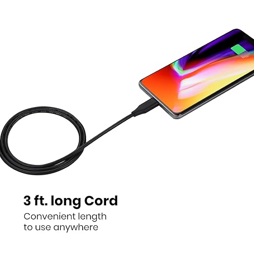 Perixx PERIPRO-406 USB Type C Male to USB A Male 3 Ft Cable - USB2.0 Spec for Smartphones, Tablets, Laptop, and Desktops - Black