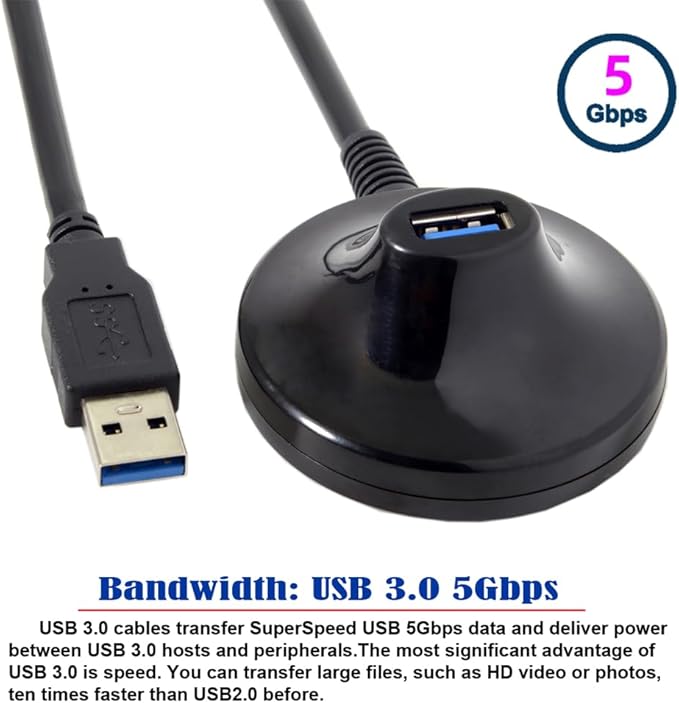 NFHK USB 3.0 Type-A Male to Female Extension Dock Station Docking Cable 80cm
