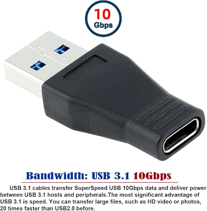 CY USB-C USB 3.1 Type C Female to USB 3.0 A Male Data Adapter for Laptop Tablet Phone