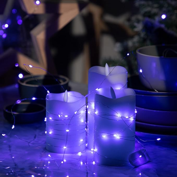 12-Pack LED Fairy Lights 7 Feet Battery Powered Waterproof Silver Wire 20 Slim Copper Wire Pastel Lights for DIY Wedding Party Bedroom Patio Easter Christmas (Blue)