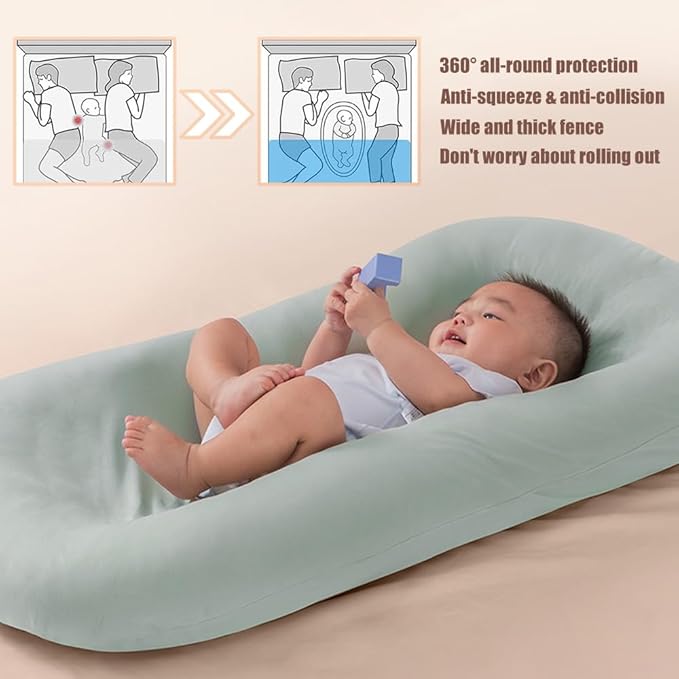 Baby Lounger for Newborn, Soft Organic Cotton Breathable Infant Lounger for for Home and Travel (Blue)