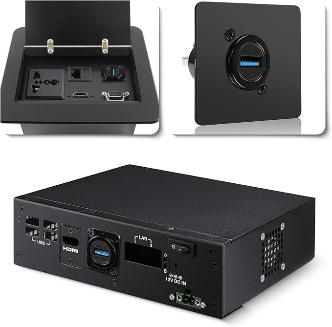 QIANRENON USB 3.0 Male to Female Panel Mount Adapter 5Gbps USB Plug to Socket Connector D/XLR Panel Mount for Data Transfer, Charging