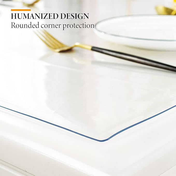 Deep Dream 1.5mm Clear Desk Cover Protector, 35×70 Inch Clear Desk Cover, Clear Desk Mat, Table Cover Tablecloth Protector Rectangle, Table Protector for Dining Room Table