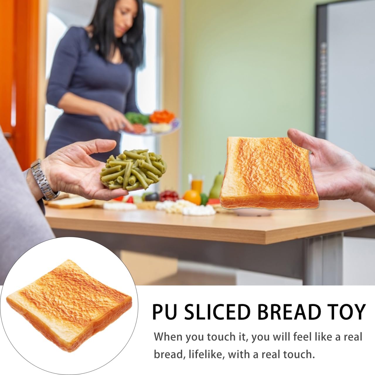 1pcs Baluue Simulation Artificial Bread Fake Toast Slice Realistic False Toast Bread Cake Food Model Bakery Display