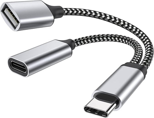MOGOOD USB C OTG C to USB Splitter USB C Splitter PiKVM OTG Cable 18W PD Type C OTG Charging Adapter for GalaxyS24 Google Chromecast Onn TV 4k Plus 3D Printer Octo4a Fifine AM8 Microphone iPhone16