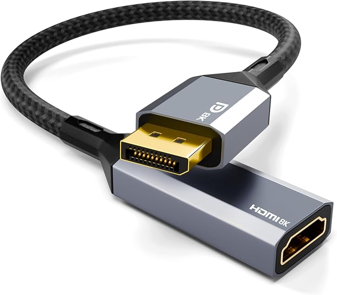 Active DisplayPort to HDMI Adapter, 8K@60Hz 4K@120Hz, DP 1.4 to HDMI 2.1 Converter, Unidirectional for Gaming PC, Laptop, GPU to Monitor, TV, Projector