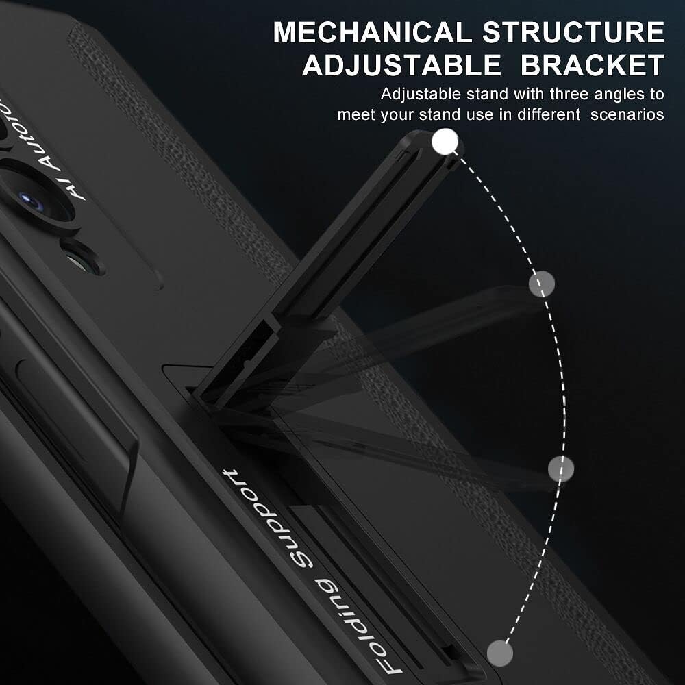 Magnetic Hinge Protective Case for Samsung Galaxy Z Fold 4, All-Inclusive Case with S Pen Box Holder and Front Glass