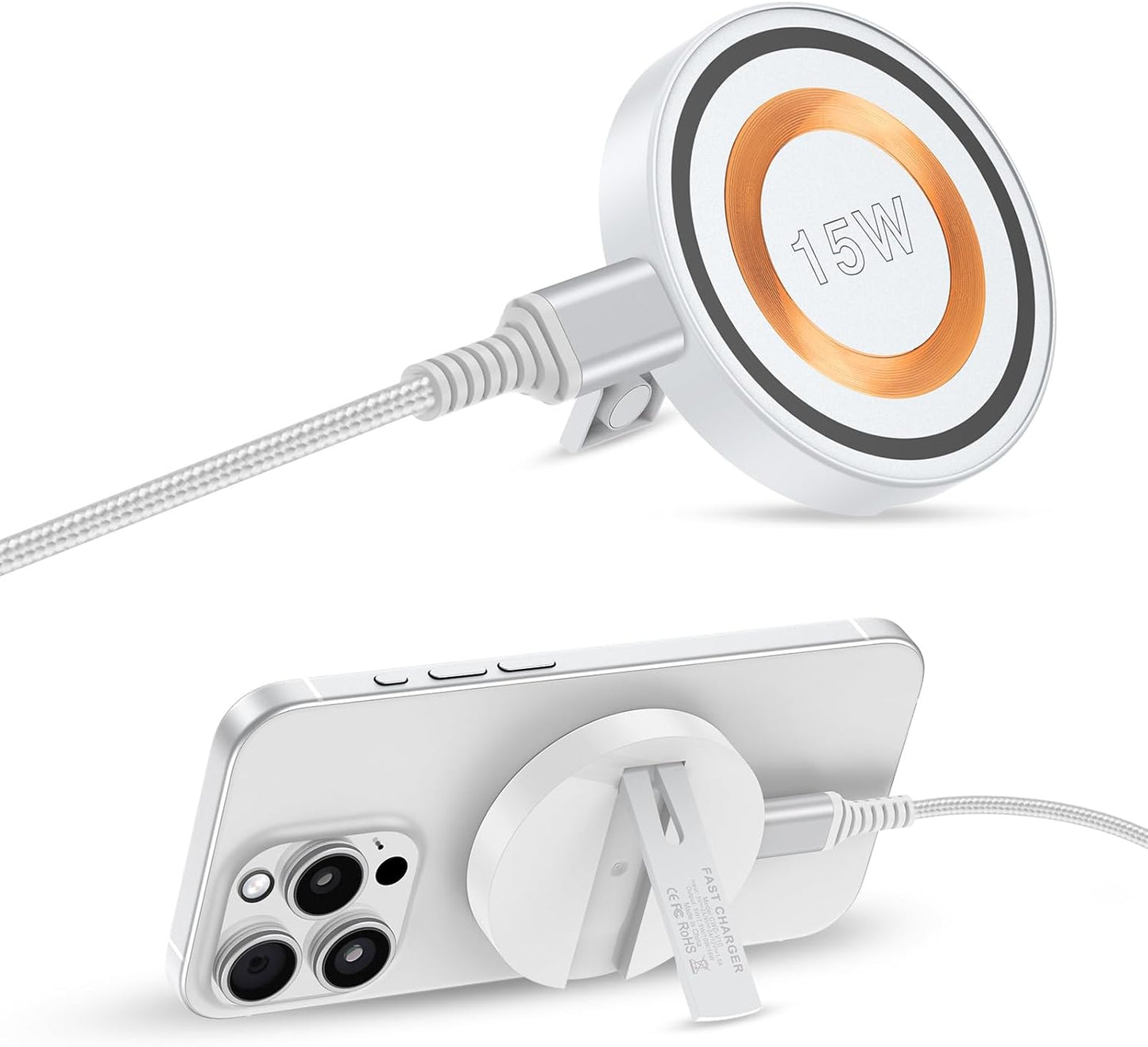 Magnetic Charger for Android Samsung, Fast Charging for Galaxy S24 Ultra, Magsafe Charger Kickstand for iPhone