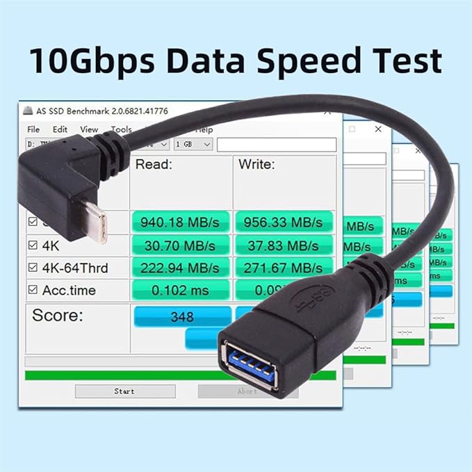 xiwai 90 Degree USB-C Type-C USB 3.1 Male to USB 3.0-A Female Adapter 10Gbps OTG Data Power Cable 20cm Up Down Angled