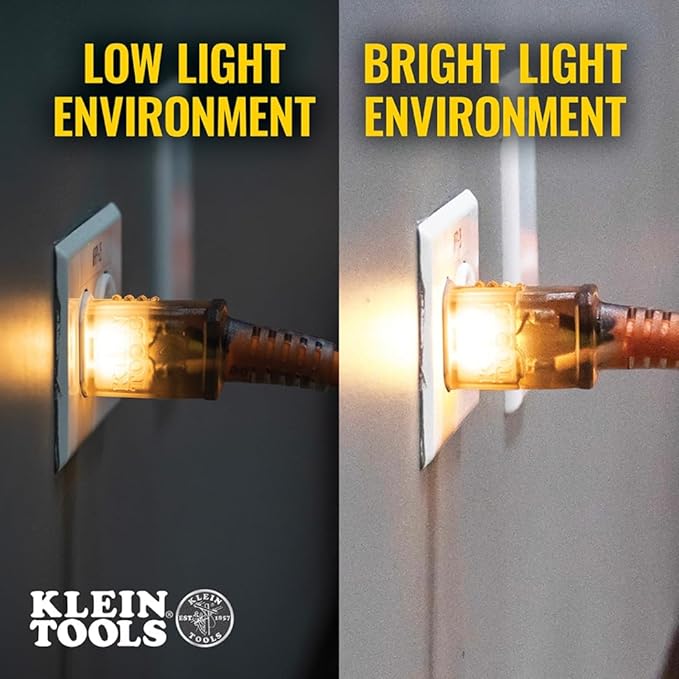 Klein Tools EXC2515 12/3 SJEOW 25-Foot Extension Cord, LED Ends, Daytime Visibility, Flexible in Cold Weather, 99.9% Copper Wire, 15A, Indoor/Outdoor