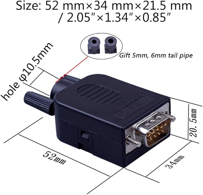 4PCS DB9 Male Breakout Connector,DB9 Solderless RS232 D-SUB Serial to 9-pin Port Terminal Adapter Connector Breakout Board with Case Long Bolts Tail Pipe