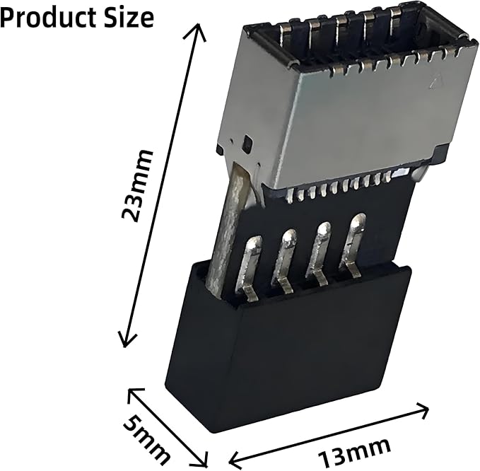 USB 2.0 to USB 3.2 Gen 1 Header Adapter Front Panel Connector Motherboard 9Pin to Type-E/USB C