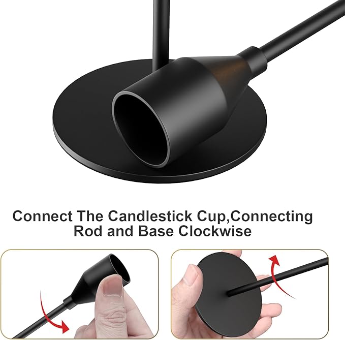 Black Taper Candle Holders Set of 6, Metal Candlestick Holders for Table or Mantel Decor Centerpiece, Candle Stick Holder Decor for Wedding, Dinning, Party or Anniversary