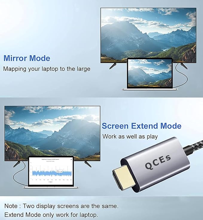 QCEs USB C to HDMI Adapter Cable 6Ft, Thunderbolt 3 to HDMI Cable for Home Office, 4K Display Compatible for iPhone 16/15 Plus Pro Max, MacBook Pro/Air, Galaxy S25/24, Surface Book 2
