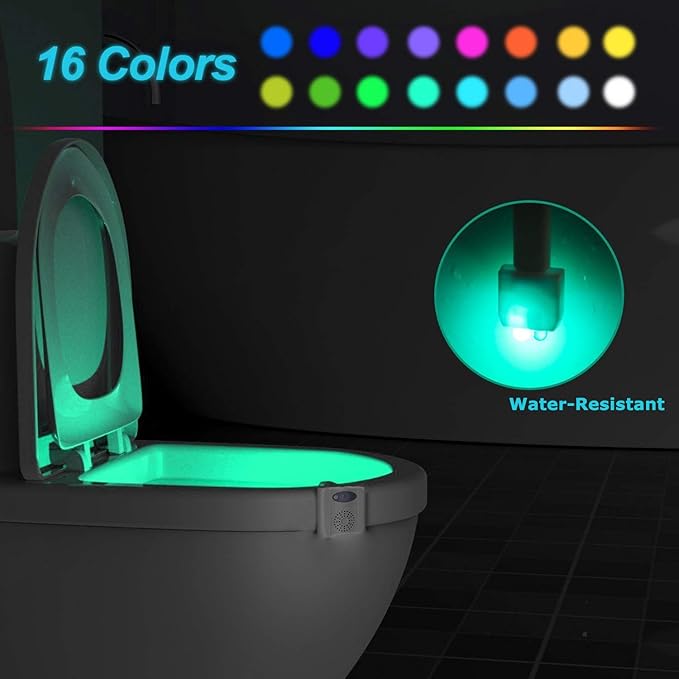 ZEZHOU Toilet Light Motion Sensor - 16 Color LED Night Lights for Toilet Bowl with Aromatherapy for Bathroom, Funny Gifts Idea for Dad Men Women Kids Teen Boys, Cool Fun Gadgets for Stocking Stuffer