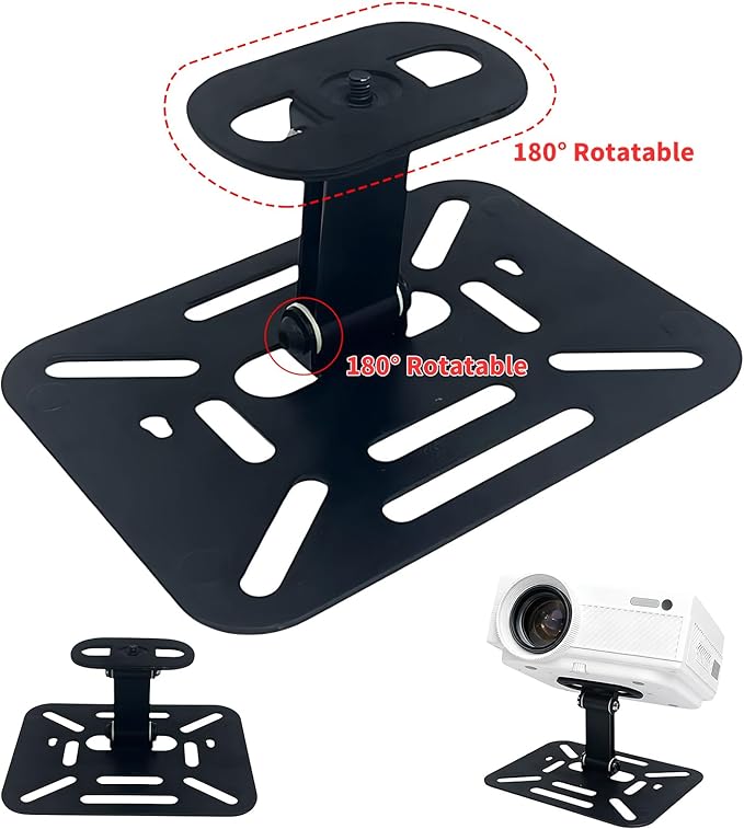 Projector Stand, Desktop and Ceiling Bracket, Ceiling Projector Mount, Adjustable 180-Degree Rotation, Dual Universal Joints (Mini Projection Desktop Stand)