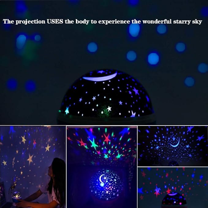 Borelor Star Night Light for Kids, 12 Color Changing Lights Modes with USB Cable, 360°Rotating Moon Star Projector Desk Lamp for Bedroom Party Decor & Girls Birthday Gift（Blue）