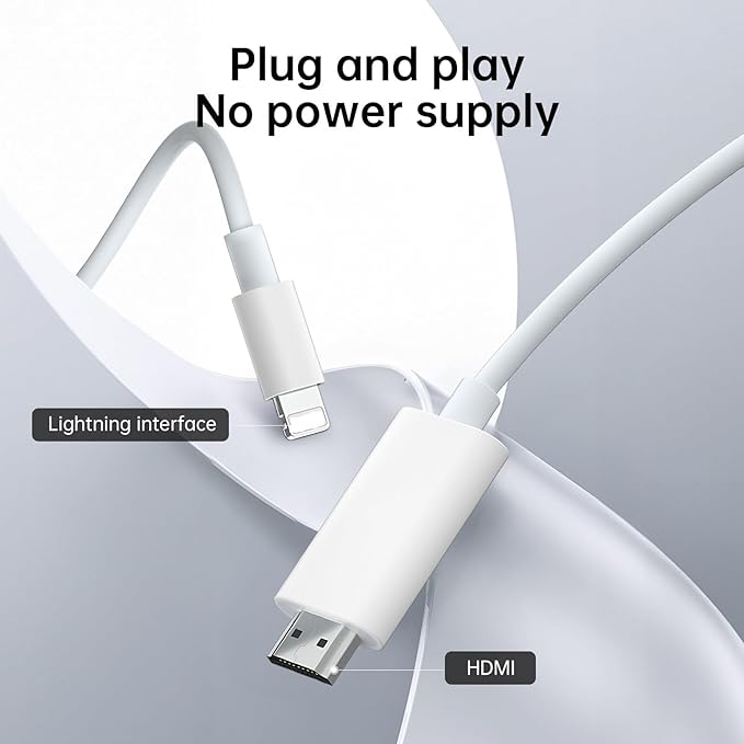 [MFi Certified] 13.2ft Long Version Lightning to HDMI Cable Adapter, 1080P Lightning to Digital AV Adapter Sync Screen Connector Compatible for iPhone 14 13 12 11 to HD TV Projector Monitor